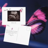 Baby Shower Ultrasound Cute Butterfly Thank You