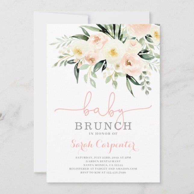 Baby shower verdoyant invitation au brunch (Devant)