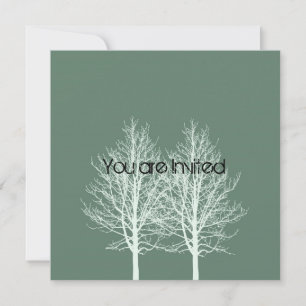 Baby shower vert Arbres blancs Invitations