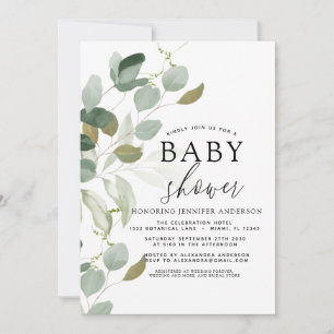 Baby shower vert Eucalyptus Invitation