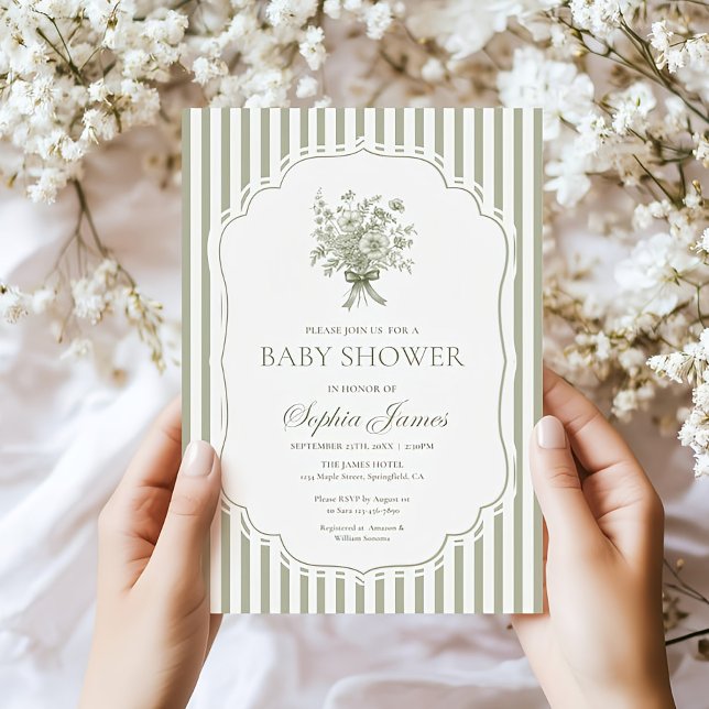 Baby shower vert Invitation Modèle Genre Boho (Créateur téléchargé)
