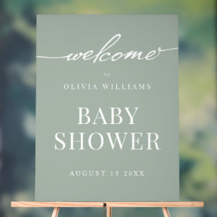 Baby shower vert Sage simple et élégant Accueil