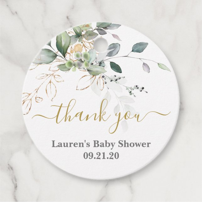 Baby shower vert simple Favoriser les étiquettes (Devant)