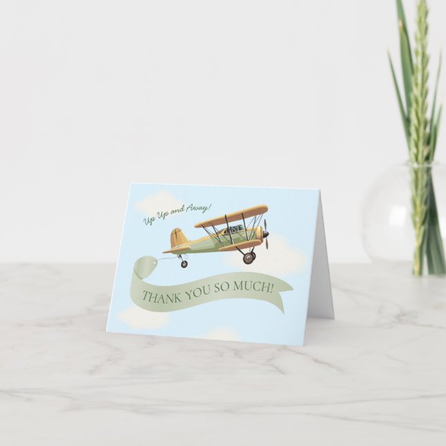 Baby shower Vintage avion Merci (Devant)