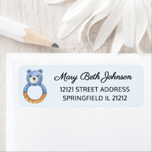 Baby Shower Vintage Blue Return Address Label