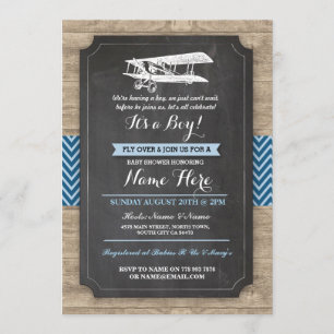 Baby shower Vintage   Boy Wood Invitation