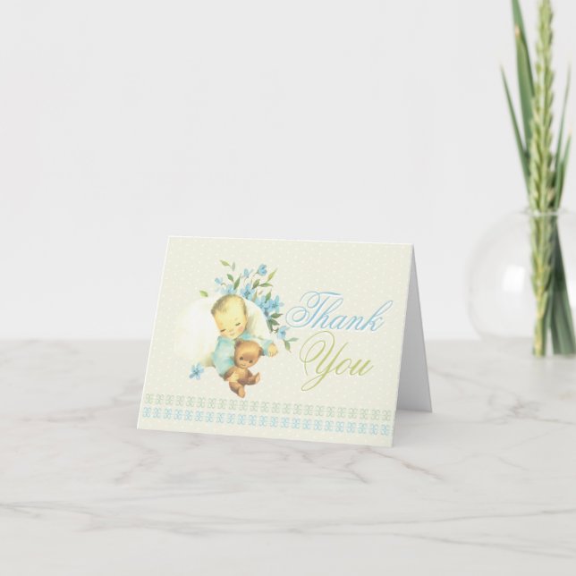 Baby shower vintage couchage Merci personnalisé (Devant)