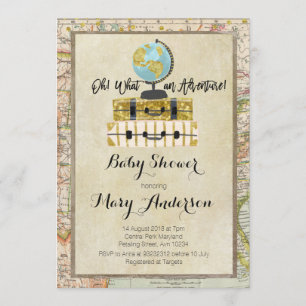Baby shower vintage de bagages Invitation pour gar
