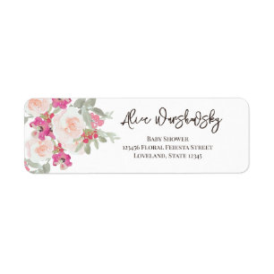 baby shower vintage Floral Aquarelle rose fille