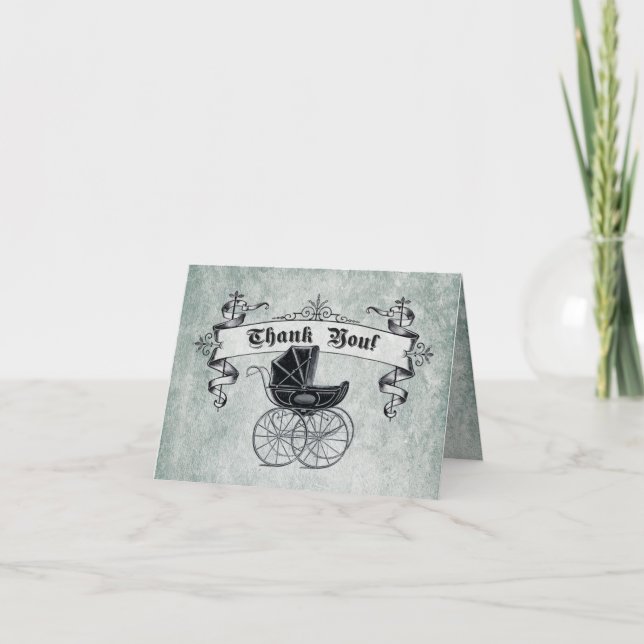 Baby shower vintage Merci Note Card II (Devant)