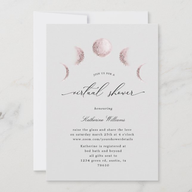 baby shower virtuel de lune mystique Invitation (Devant)
