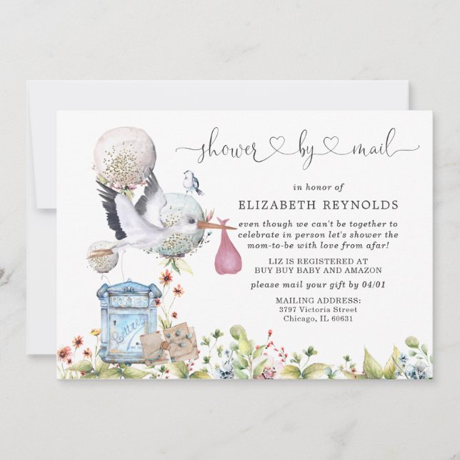 Baby shower virtuel par invitation par courrier (Devant)