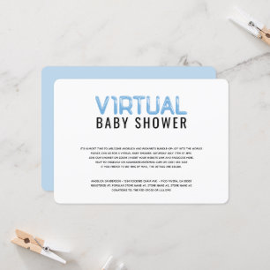 Baby shower virtuel pour Boy Blue White Invitation