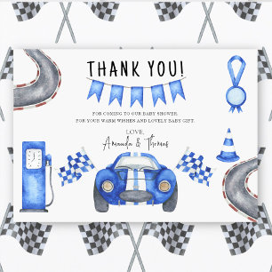 Baby shower voiture de course - merci