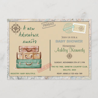 Baby shower voyage thème fête invitation 4 x 6