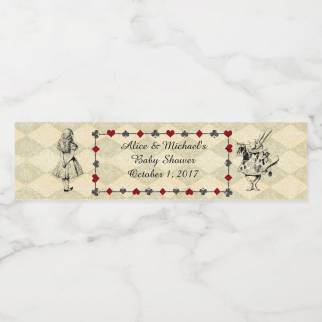 Baby Shower Water Bottle Label, Alice Wonderland Water Bottle Label (Single Label)