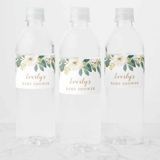 Baby Shower Water Bottle Labels | Greenery (Bottles)