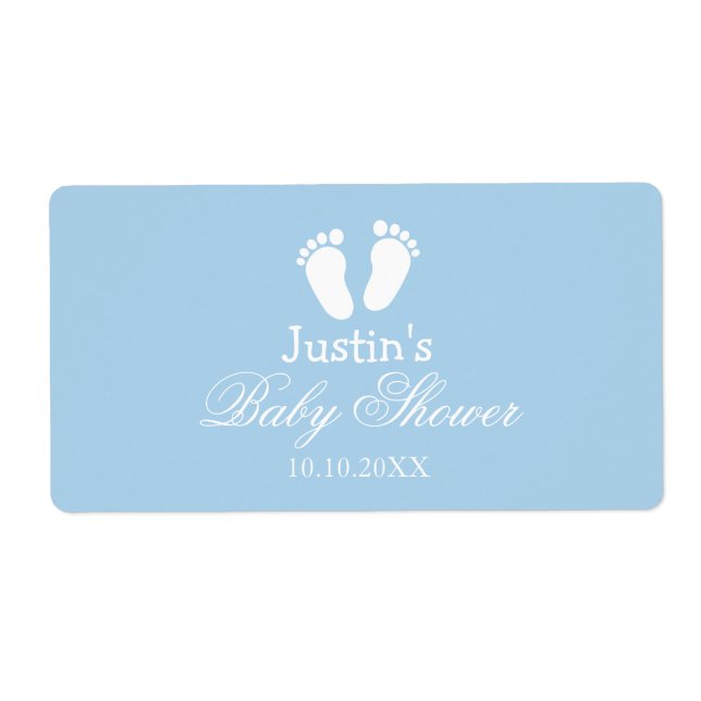 Baby shower water bottle stickers with little feet (Front)