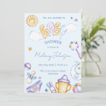  baby shower water colour invitation