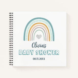 Baby Shower Watercolor Boho Rainbow Notebook