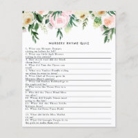 Baby shower watercolor floral nursery rhyme game