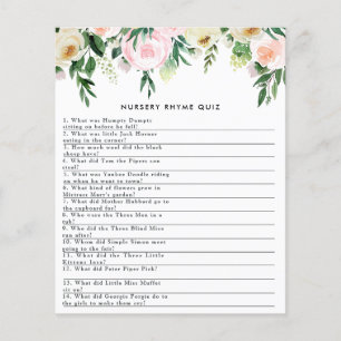 Baby shower watercolor floral nursery rhyme game