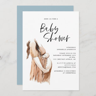 Baby shower watercolor illustration simple script