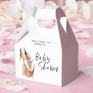 Baby shower watercolor illustration simple script favor box