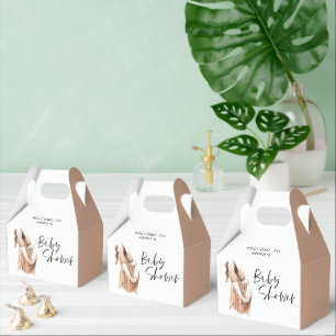 Baby shower watercolor illustration simple script favor box