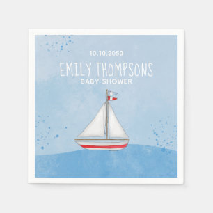 Baby Shower Watercolor Nautical Ship Whimsical Napkin