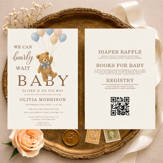 Baby Shower We Can Bearly Wait All in One Invitation (Creator Uploaded)