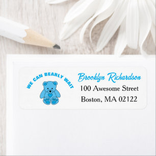Baby Shower We Can Bearly Wait Blue Teddy Bear