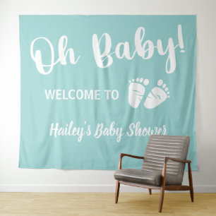 Baby Shower Welcome Mint Green Tapestry