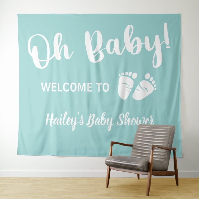 Baby Shower Welcome Mint Green Tapestry (In Situ (Horizontal))