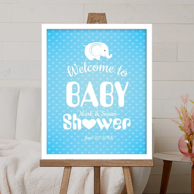 Baby Shower Welcome Poster with Elephant for Boy (Creator Uploaded)