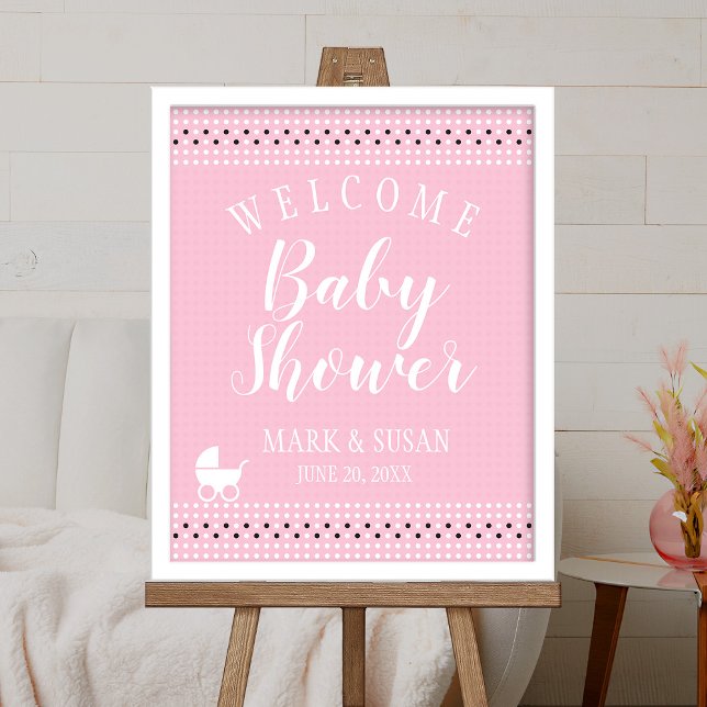 Baby Shower Welcome Poster with Stroller for Girl (Creator Uploaded)