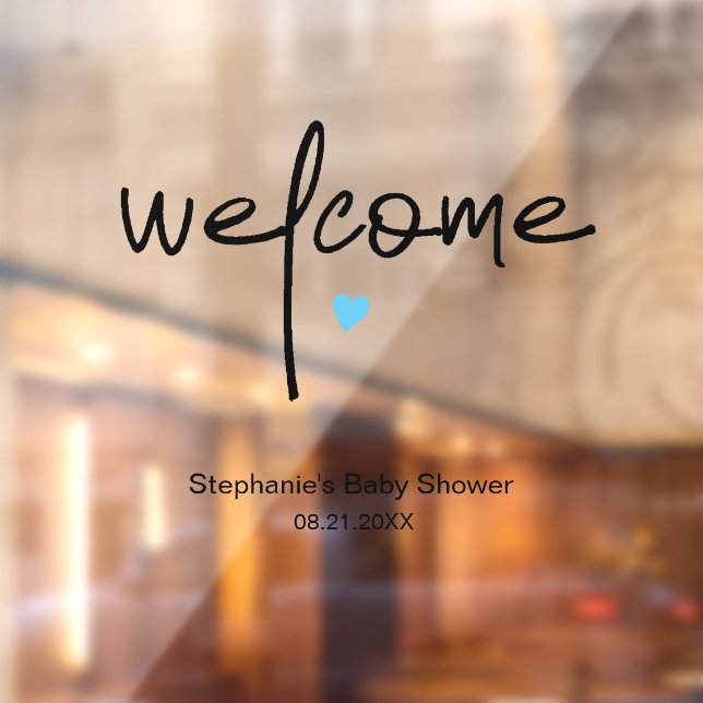 Baby Shower Welcome Sign Tiny Blue Heart (Sheet 2)