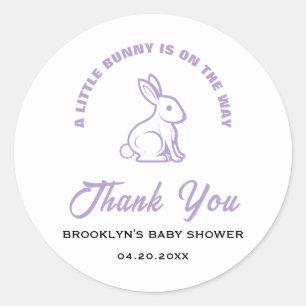 Baby Shower White Purple Easter Little Bunny Cool Classic Round Sticker