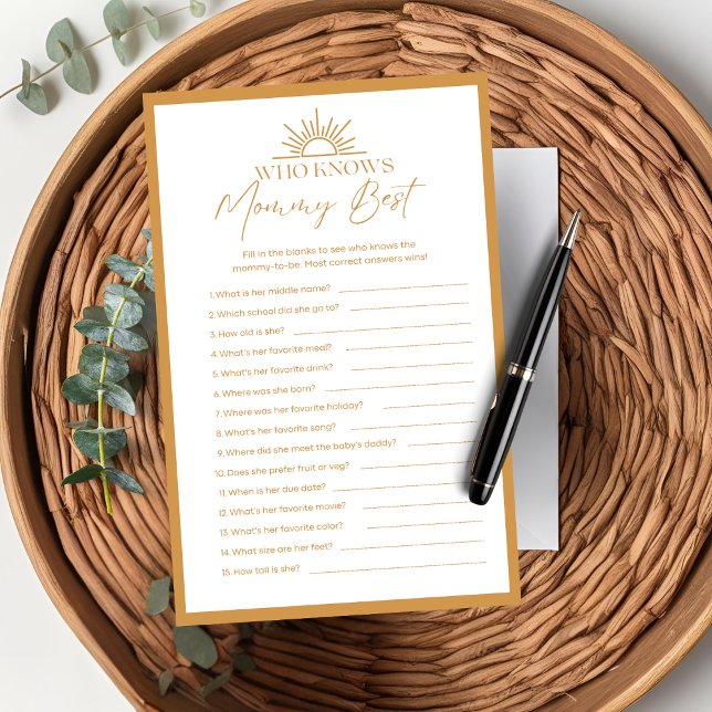 Baby Shower Who Knows Mommy Best Game Sunshine  (Creator Uploaded)