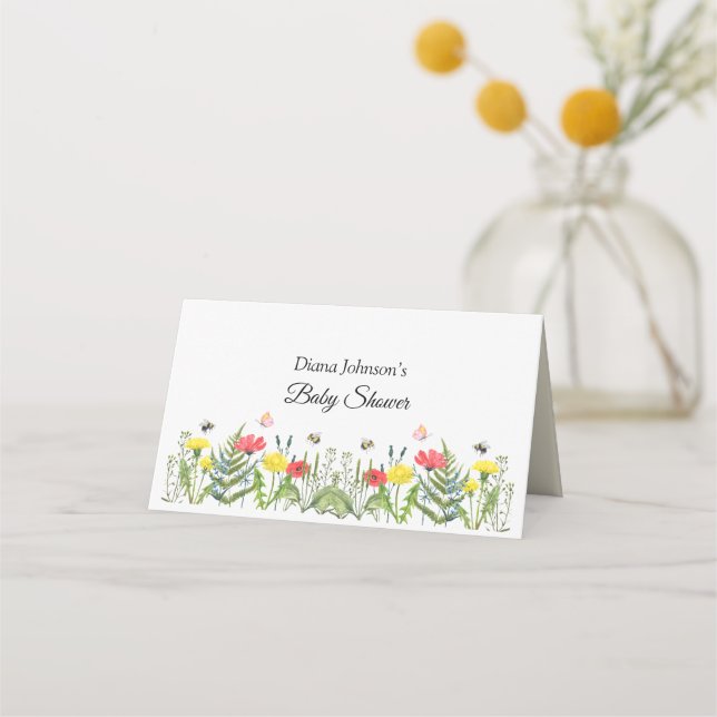 Baby Shower wildflower Place Card (Front)
