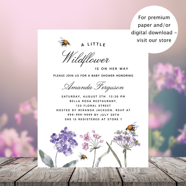 Baby Shower wildflower violet budget invitation Flyer (Creator Uploaded)