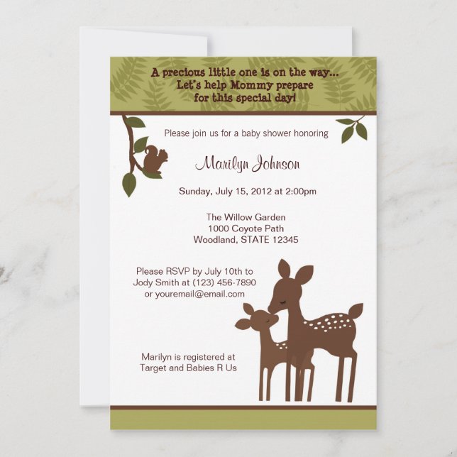 Baby shower Willow Deer Invitation forêt boisée (Devant)