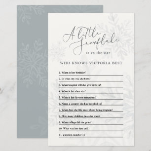 Baby shower winter snowflake quiz gender neutral