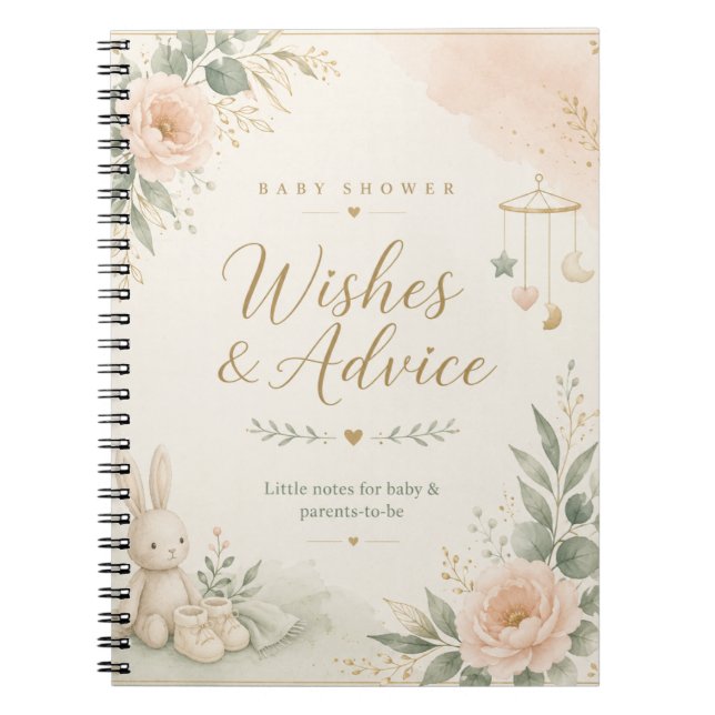 Baby Shower Wishes & Advice Notebook | Keepsake fo (Front)