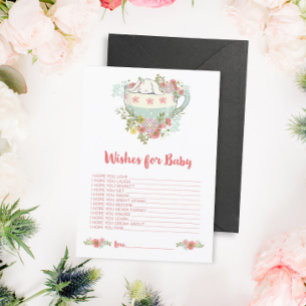 Baby Shower Wishes for Baby Activity Card in Pink