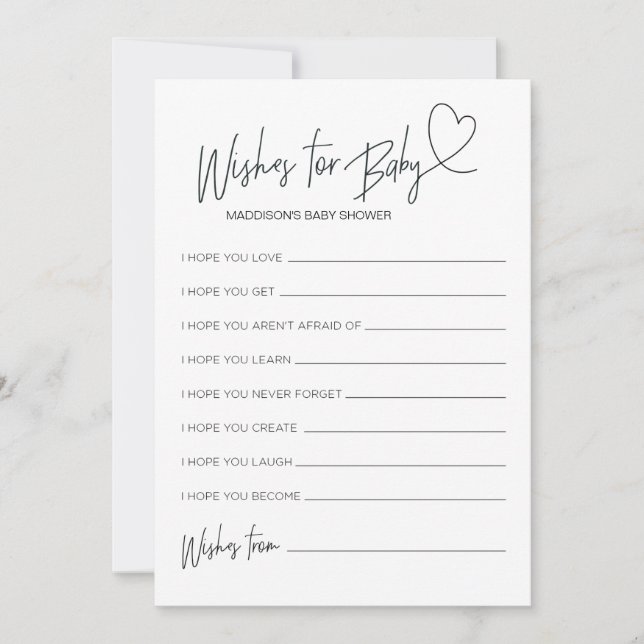 Baby Shower Wishes For Baby Keepsake Game Card (Front)