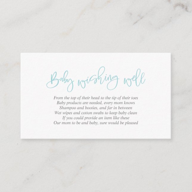 Baby Shower, Wishing Well, Creative Tiffany Script Enclosure Card (Front)