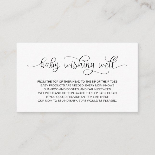 Baby Shower, Wishing Well, Hand Lettered Black Enclosure Card (Front)