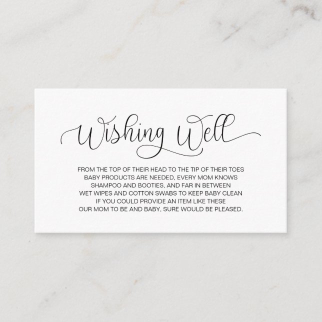 Baby Shower, Wishing Well, Hand Lettered Black Enclosure Card (Front)
