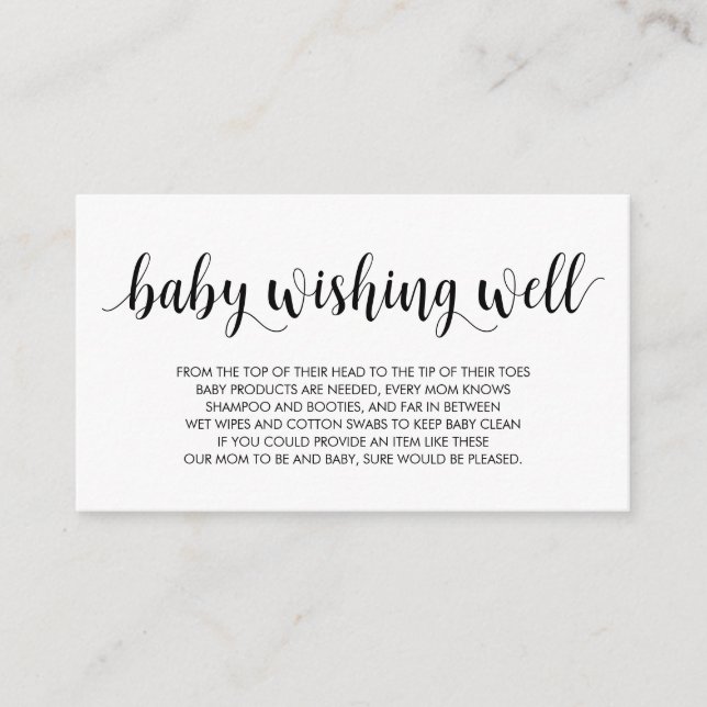 Baby Shower, Wishing Well, Modern Rustic Black Enclosure Card (Front)